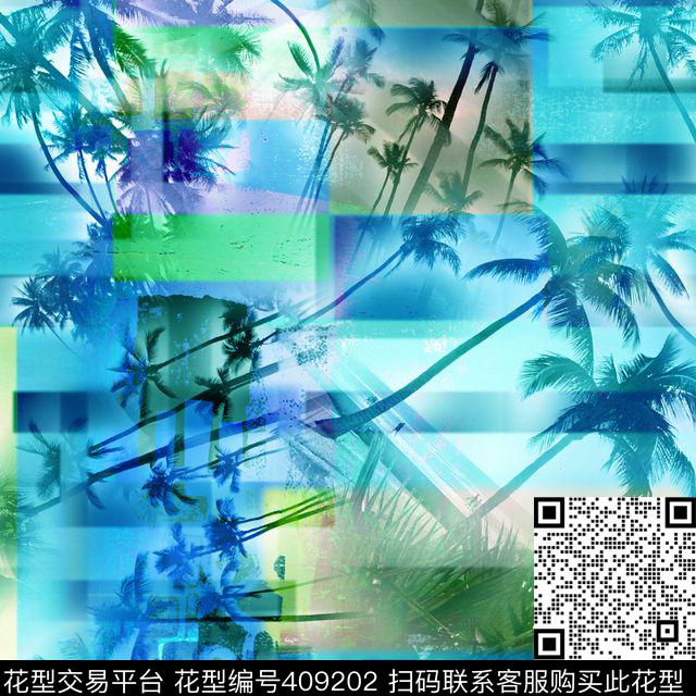 夏威夷海滩热带数码印花华亿平台下载（图片编号: 409202） - 瓦栏（Walan）