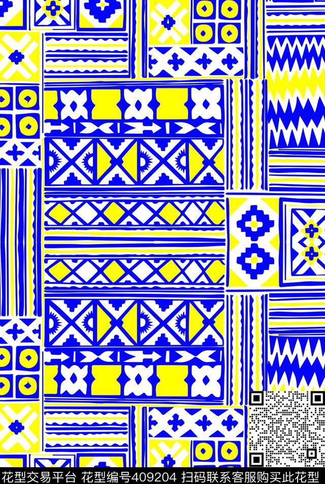 壁画图腾几何传统印花华亿平台下载（图片编号: 409204） - 瓦栏（Walan）