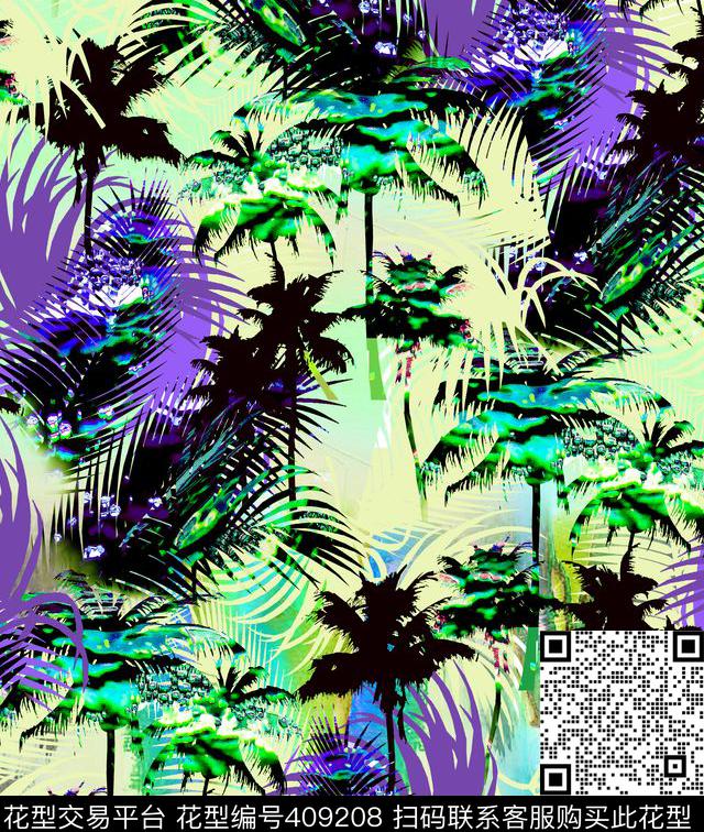 数码热带建议棕榈数码印花华亿平台下载（图片编号: 409208） - 瓦栏（Walan）