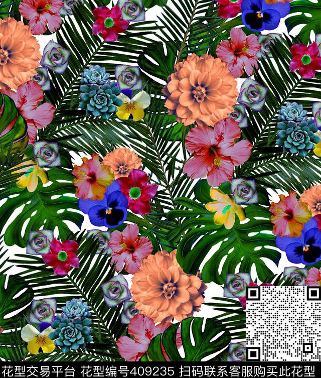 热带数码多肉植物数码印花华亿平台下载（图片编号: 409235） - 瓦栏（Walan）