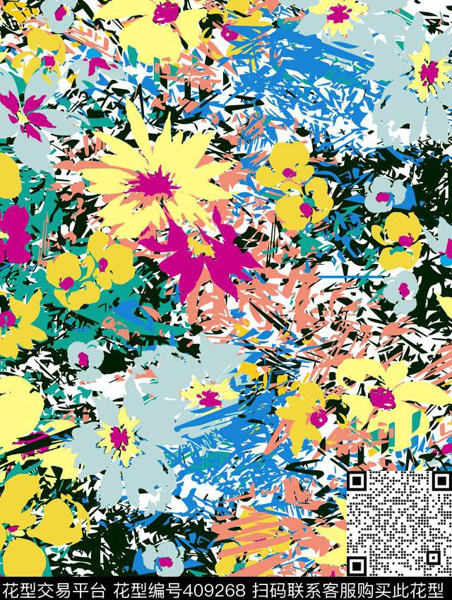 万花筒抽象花卉传统印花华亿平台下载（图片编号: 409268） - 瓦栏（Walan）