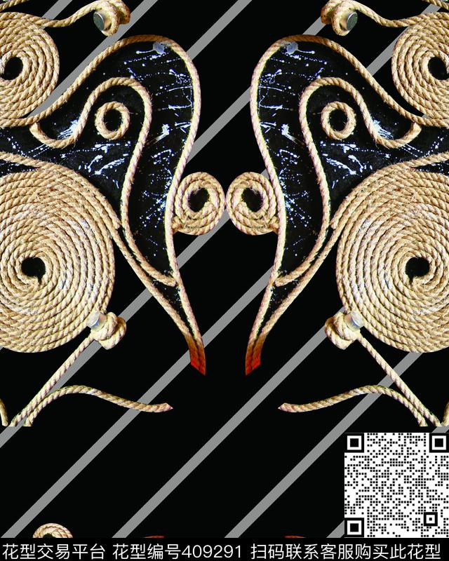 潮流绳子定位数码印花华亿平台下载（图片编号: 409291） - 瓦栏（Walan）