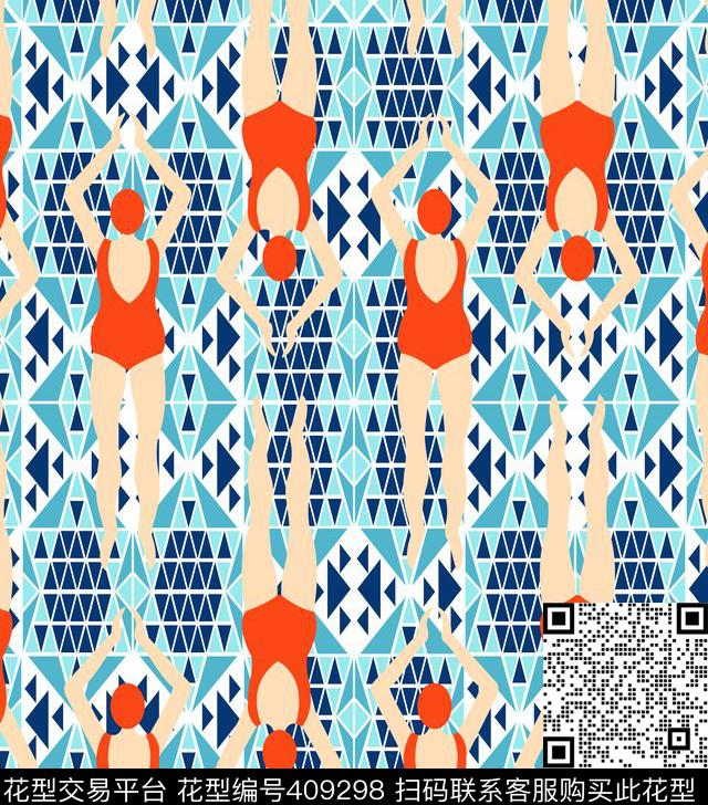 夏日抽象几何传统印花华亿平台下载（图片编号: 409298） - 瓦栏（Walan）