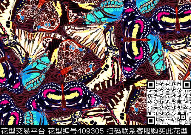 迷彩蝴蝶斑马纹数码印花华亿平台下载（图片编号: 409305） - 瓦栏（Walan）