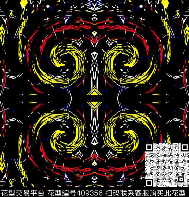 镜像闪电几何传统印花华亿平台下载（图片编号: 409356） - 瓦栏（Walan）