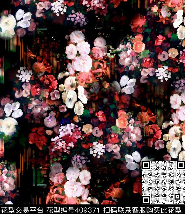 油画玫瑰梦幻数码印花华亿平台下载（图片编号: 409371） - 瓦栏（Walan）