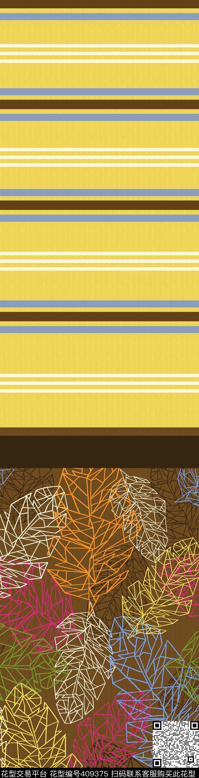 风景抽象树叶传统印花华亿平台下载（图片编号: 409375） - 瓦栏（Walan）