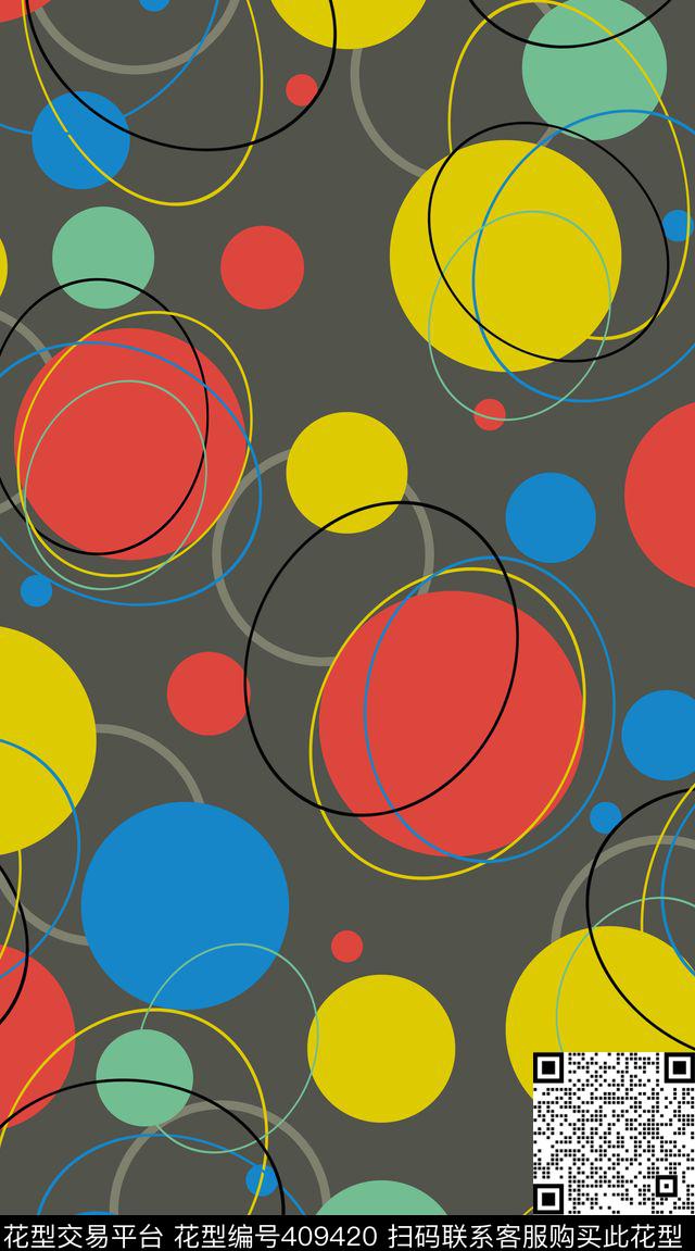 圆点抽象几何传统印花华亿平台下载（图片编号: 409420） - 瓦栏（Walan）