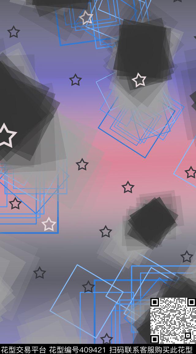 几何抽象方形数码印花华亿平台下载（图片编号: 409421） - 瓦栏（Walan）