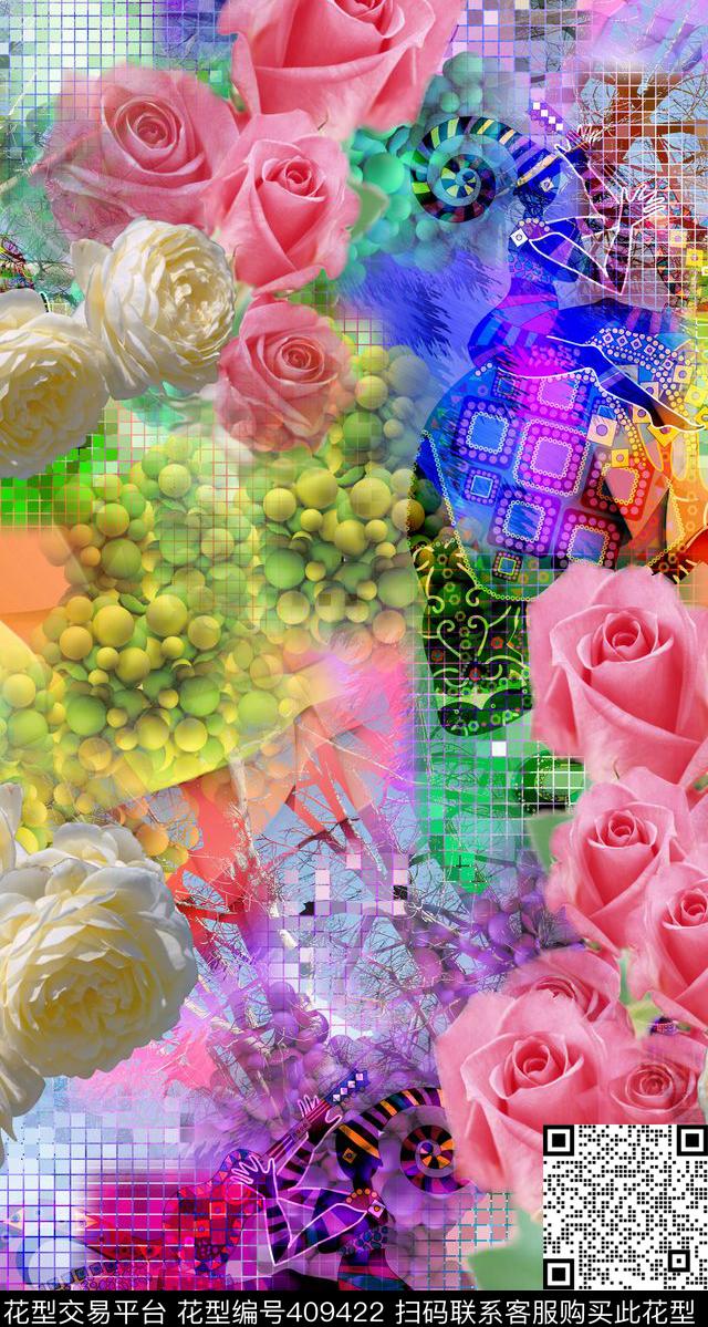 大象几何渐变数码印花华亿平台下载（图片编号: 409422） - 瓦栏（Walan）