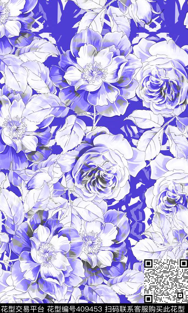 复古花花鸟混搭类传统印花华亿平台下载（图片编号: 409453） - 瓦栏（Walan）