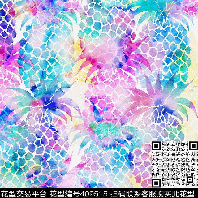 抽象菠萝数码数码印花华亿平台下载（图片编号: 409515） - 瓦栏（Walan）