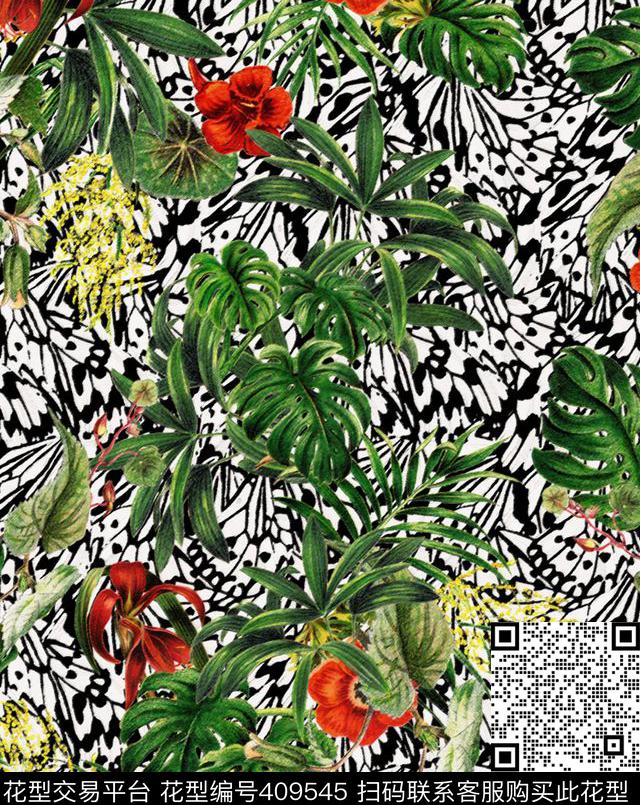 热带纹理迷彩数码印花华亿平台下载（图片编号: 409545） - 瓦栏（Walan）