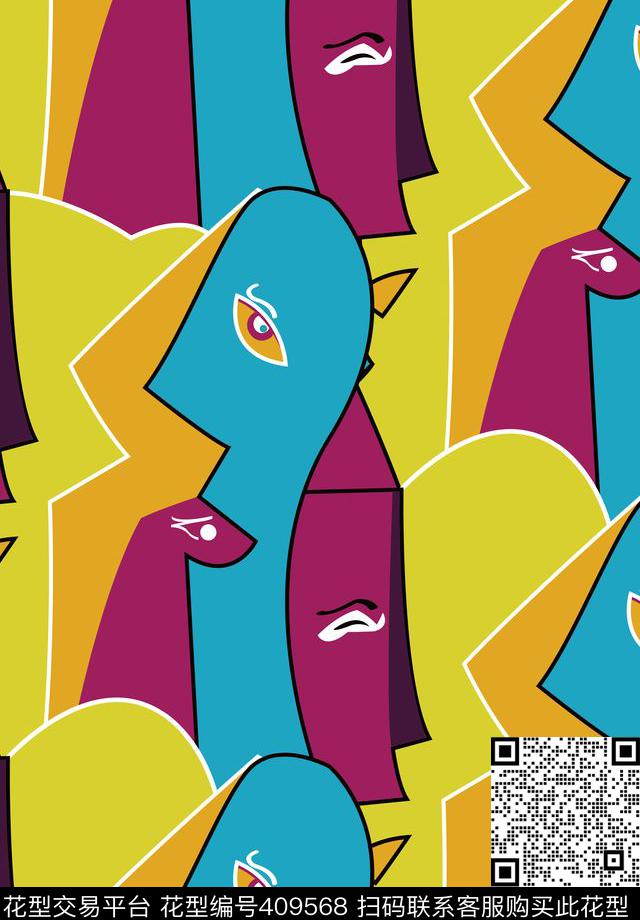 抽象几何传统印花华亿平台下载（图片编号: 409568） - 瓦栏（Walan）