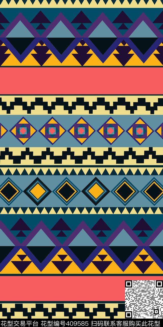 三角形古典几何传统印花华亿平台下载（图片编号: 409585） - 瓦栏（Walan）