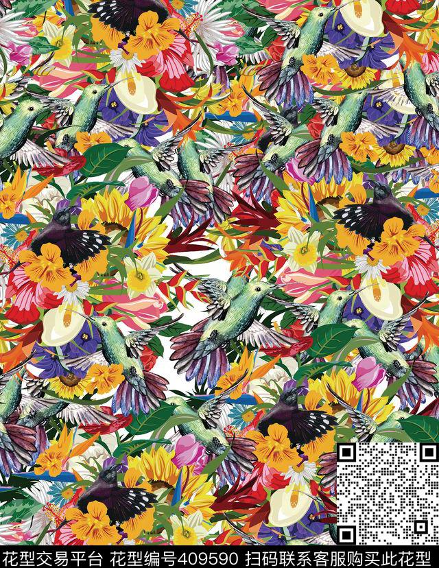 潮流春夏华亿平台蜂鸟数码印花华亿平台下载（图片编号: 409590） - 瓦栏（Walan）