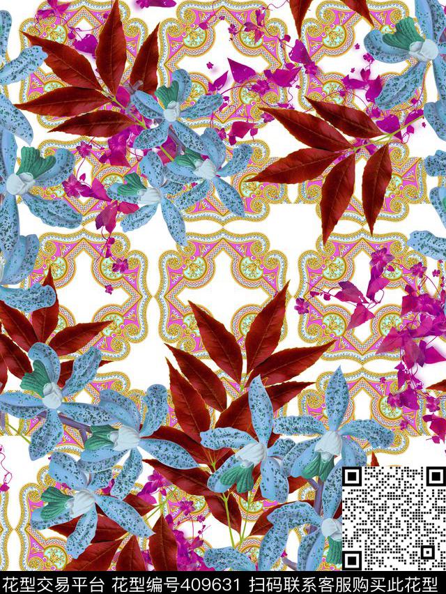 服装花卉民族数码印花华亿平台下载（图片编号: 409631） - 瓦栏（Walan）