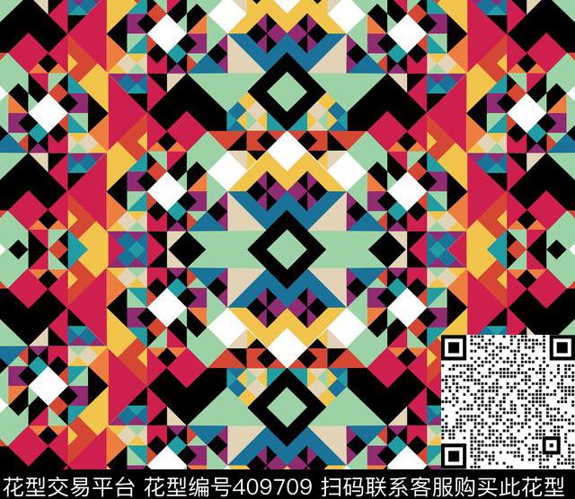 镜像几何传统印花华亿平台下载（图片编号: 409709） - 瓦栏（Walan）