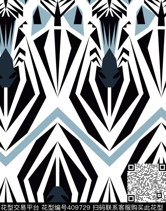 抽象斑马几何传统印花华亿平台下载（图片编号: 409729） - 瓦栏（Walan）