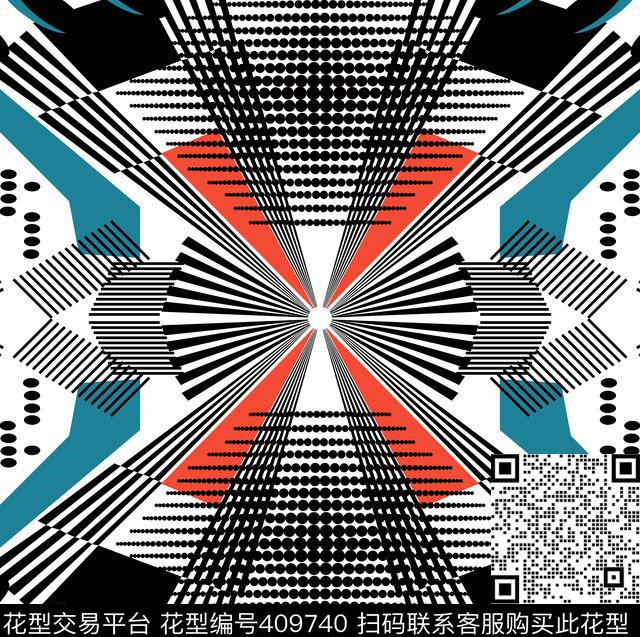 抽象几何未来传统印花华亿平台下载（图片编号: 409740） - 瓦栏（Walan）