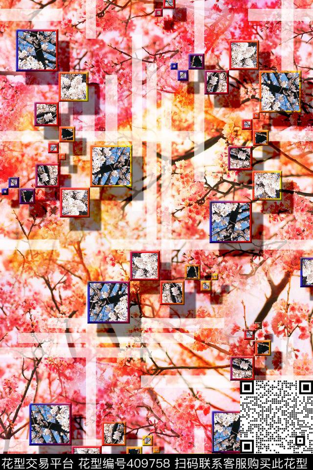 抽象服装花卉数码印花华亿平台下载（图片编号: 409758） - 瓦栏（Walan）