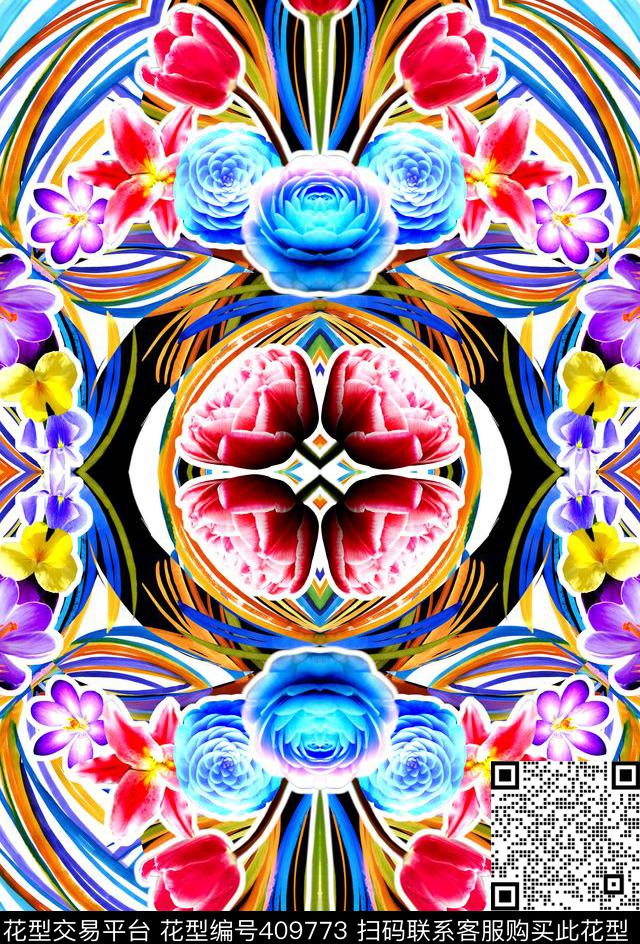 镜像郁金香数码数码印花华亿平台下载（图片编号: 409773） - 瓦栏（Walan）