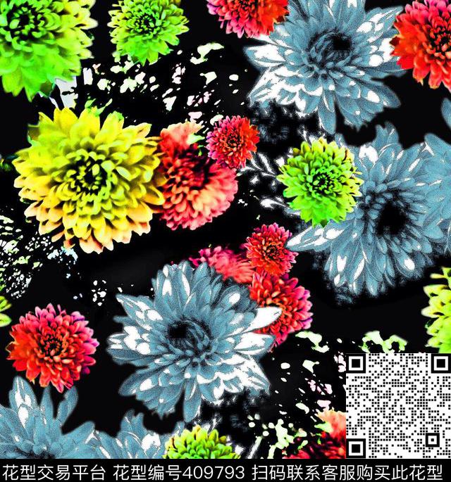 梦幻花卉数码数码印花华亿平台下载（图片编号: 409793） - 瓦栏（Walan）