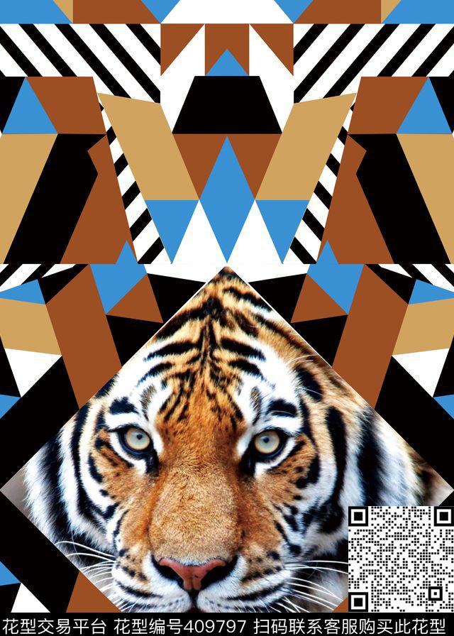 大牌虎头几何数码印花华亿平台下载（图片编号: 409797） - 瓦栏（Walan）