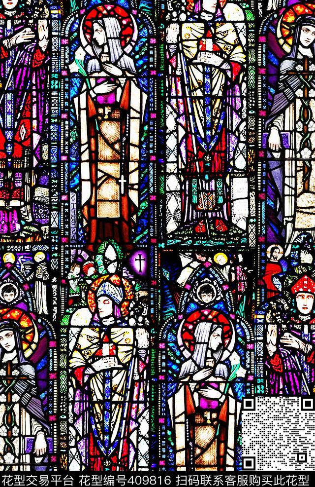 大牌教堂窗花数码印花华亿平台下载（图片编号: 409816） - 瓦栏（Walan）