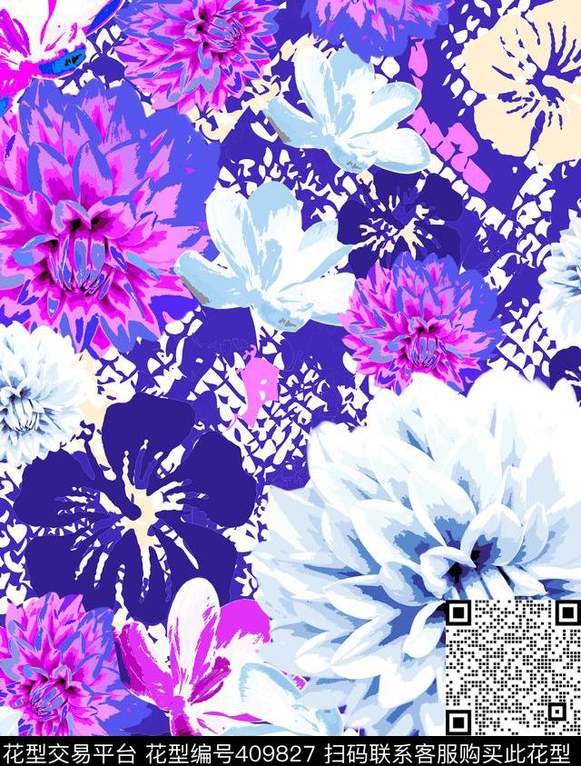 田园花卉传统印花华亿平台下载（图片编号: 409827） - 瓦栏（Walan）