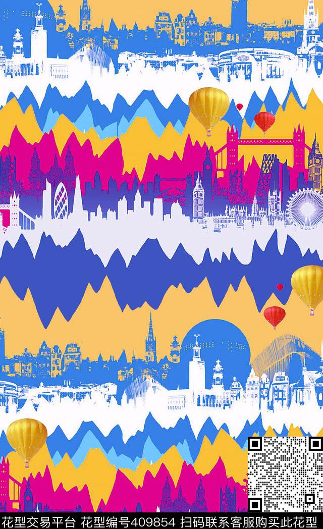 时尚城市撞色传统印花华亿平台下载（图片编号: 409854） - 瓦栏（Walan）