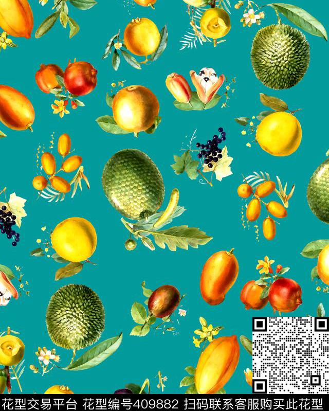 手绘水果数码数码印花华亿平台下载（图片编号: 409882） - 瓦栏（Walan）