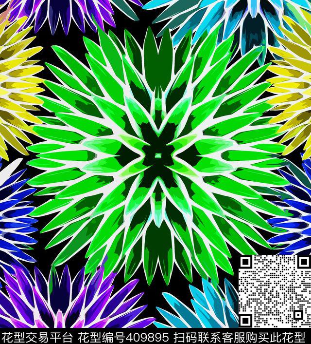 抽象芦荟叶传统印花华亿平台下载（图片编号: 409895） - 瓦栏（Walan）