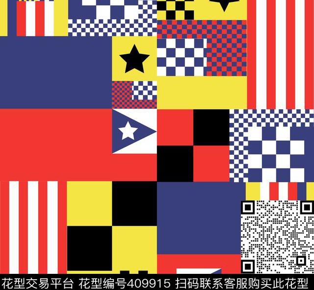 休闲几何撞色传统印花华亿平台下载（图片编号: 409915） - 瓦栏（Walan）