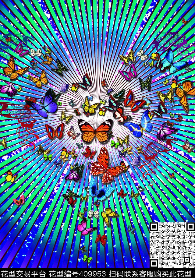 动物蓝色数码印花华亿平台下载（图片编号: 409953） - 瓦栏（Walan）