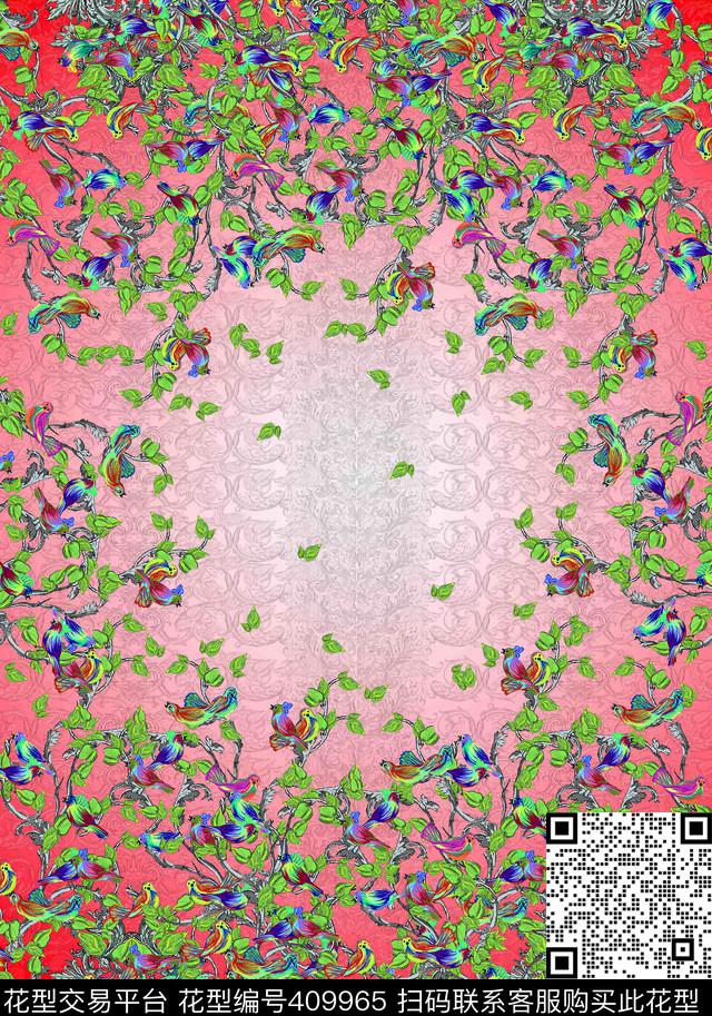 花卉粉色数码印花华亿平台下载（图片编号: 409965） - 瓦栏（Walan）