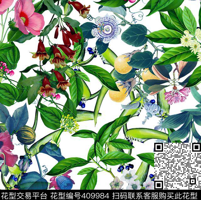 大牌花卉复古数码印花华亿平台下载（图片编号: 409984） - 瓦栏（Walan）