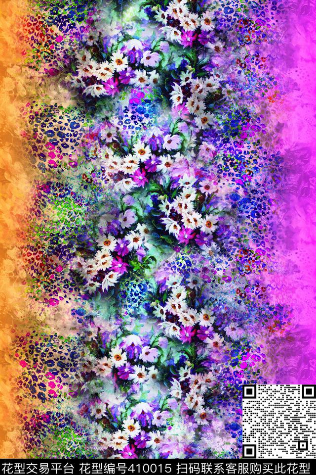 花卉粉色数码印花华亿平台下载（图片编号: 410015） - 瓦栏（Walan）