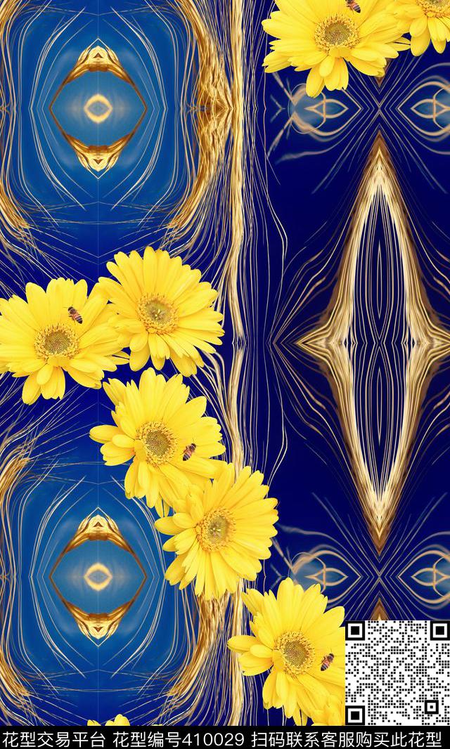 花卉写意花鸟混搭类数码印花华亿平台下载（图片编号: 410029） - 瓦栏（Walan）