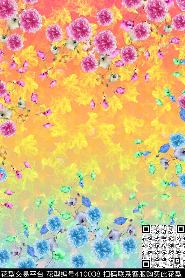 花卉粉数码印花华亿平台下载（图片编号: 410038） - 瓦栏（Walan）