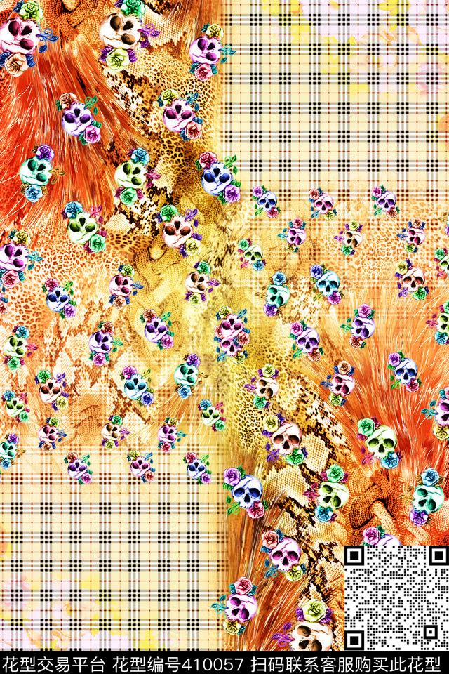 花卉黄数码印花华亿平台下载（图片编号: 410057） - 瓦栏（Walan）