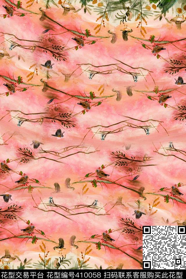 花卉米卡数码印花华亿平台下载（图片编号: 410058） - 瓦栏（Walan）