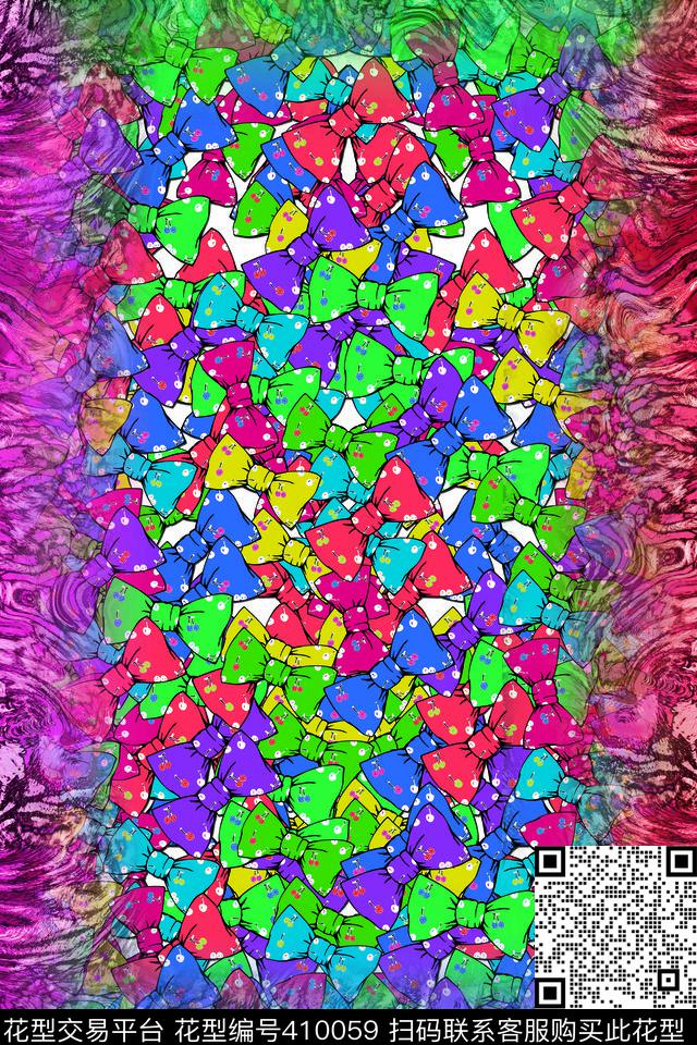花卉鸟黄红蓝数码印花华亿平台下载（图片编号: 410059） - 瓦栏（Walan）