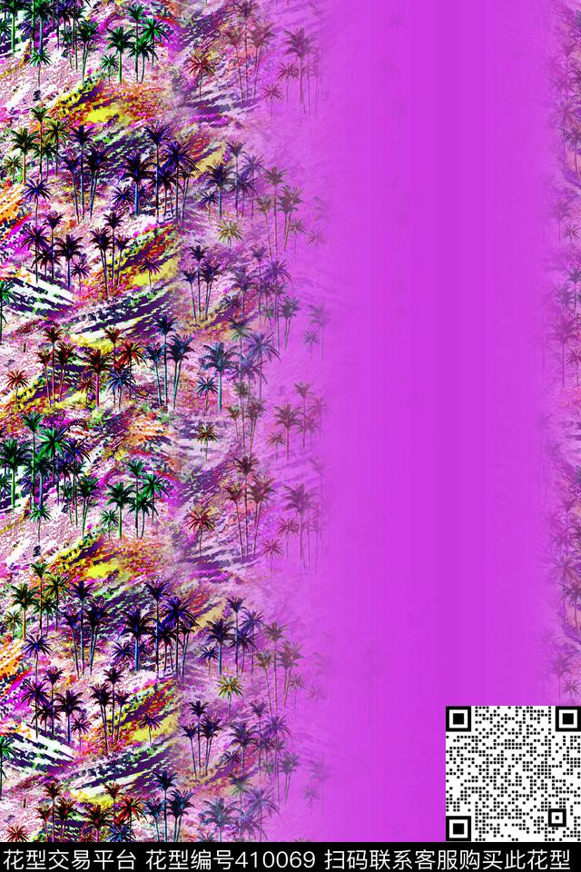 花卉黄蓝米卡数码印花华亿平台下载（图片编号: 410069） - 瓦栏（Walan）