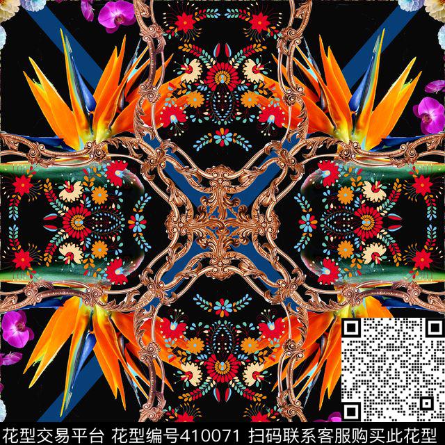 长方丝巾四方连续抽象几何数码印花华亿平台下载（图片编号: 410071） - 瓦栏（Walan）