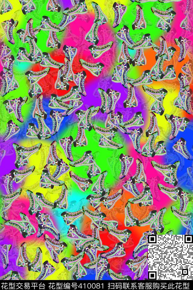 休闲黄蓝紫米卡灰数码印花华亿平台下载（图片编号: 410081） - 瓦栏（Walan）