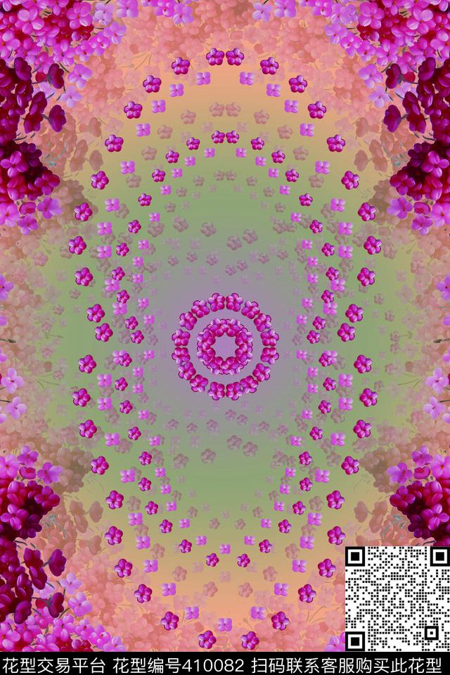 花卉粉黄数码印花华亿平台下载（图片编号: 410082） - 瓦栏（Walan）