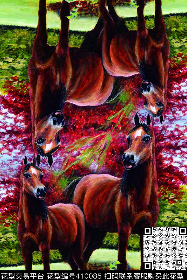 休闲风酒红数码印花华亿平台下载（图片编号: 410085） - 瓦栏（Walan）