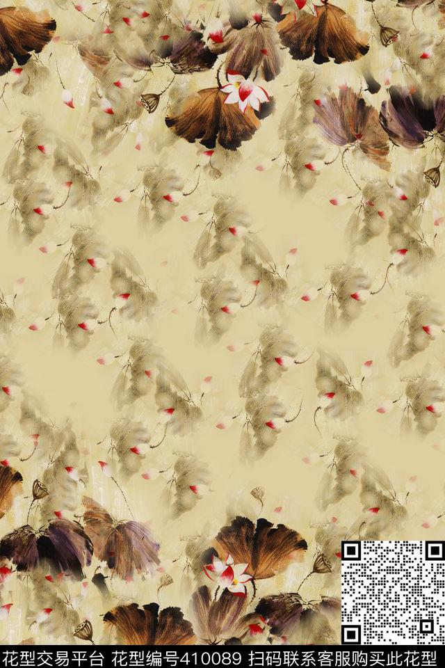 水墨灰数码印花华亿平台下载（图片编号: 410089） - 瓦栏（Walan）