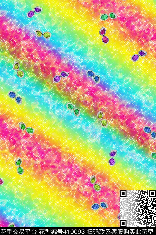 花卉黄蓝紫数码印花华亿平台下载（图片编号: 410093） - 瓦栏（Walan）